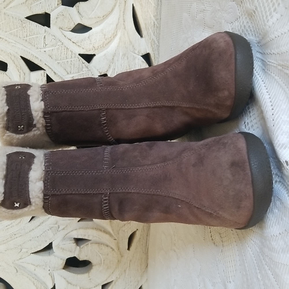 Timberland Genuine Leather Slip on Brown Boots Waterproof Size 6M Mid Calf Style - Picture 15 of 17